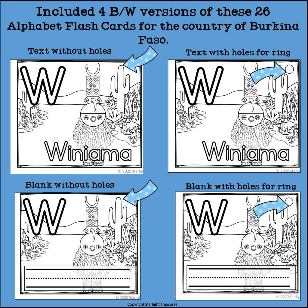 Alphabet Flash Cards for Early Readers - Country of Burkina Faso