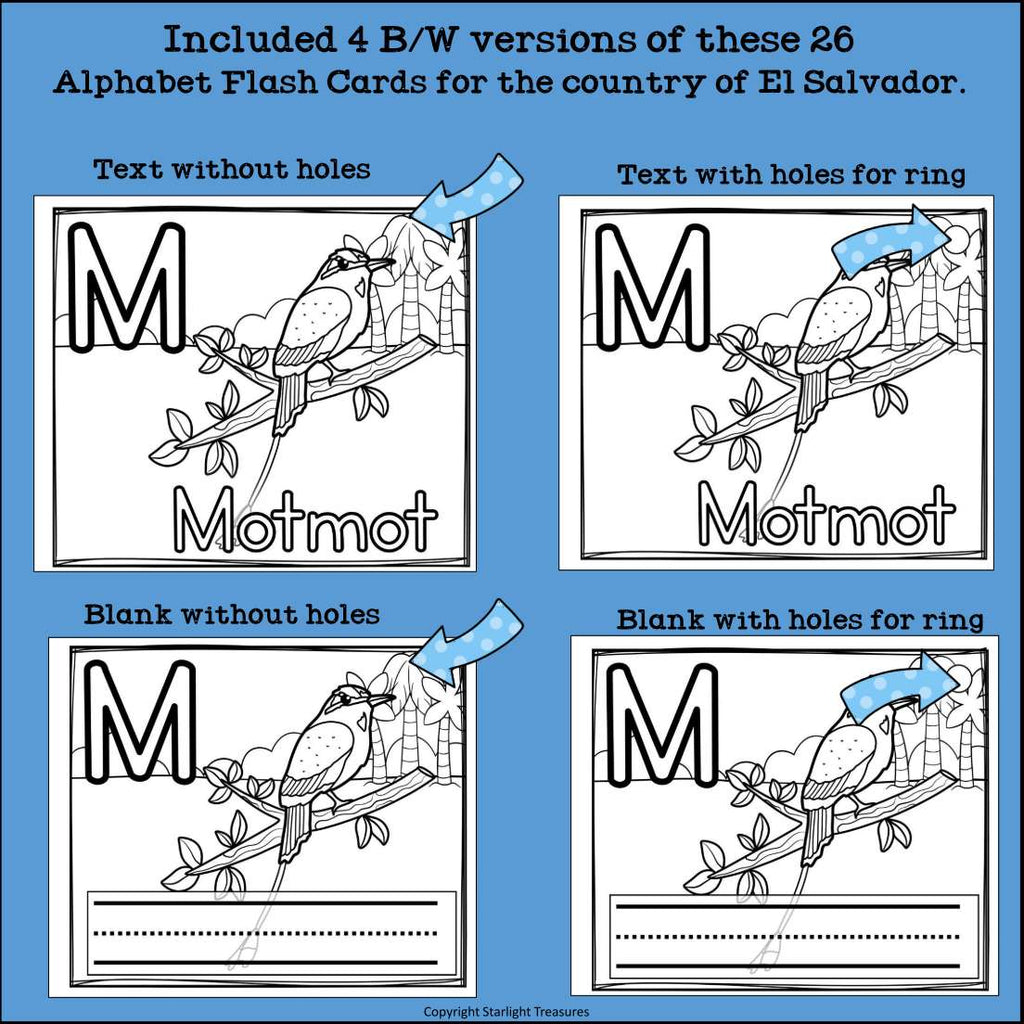 Alphabet Flash Cards for Early Readers - Country of El Salvador