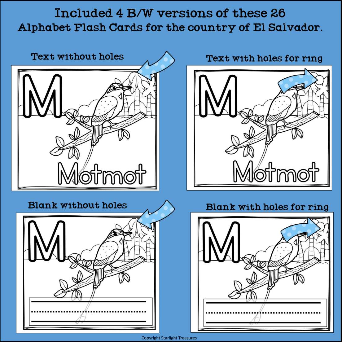 Alphabet Flash Cards for Early Readers - Country of El Salvador