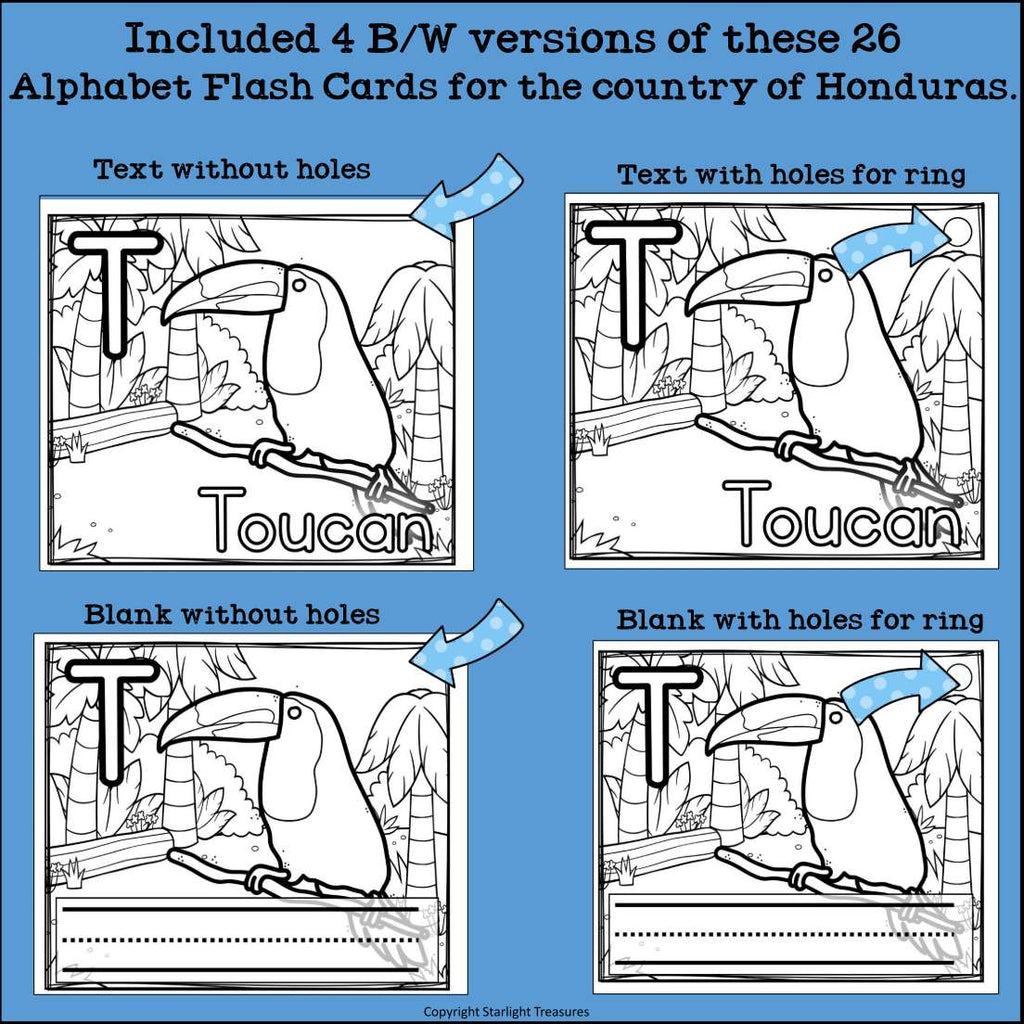 Alphabet Flash Cards for Early Readers - Country of Honduras