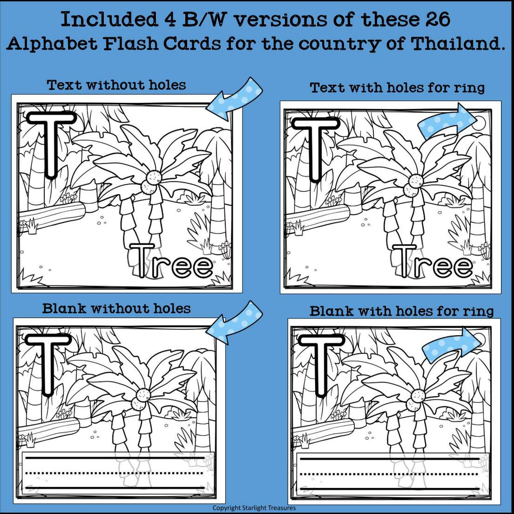 Alphabet Flash Cards for Early Readers - Country of Thailand