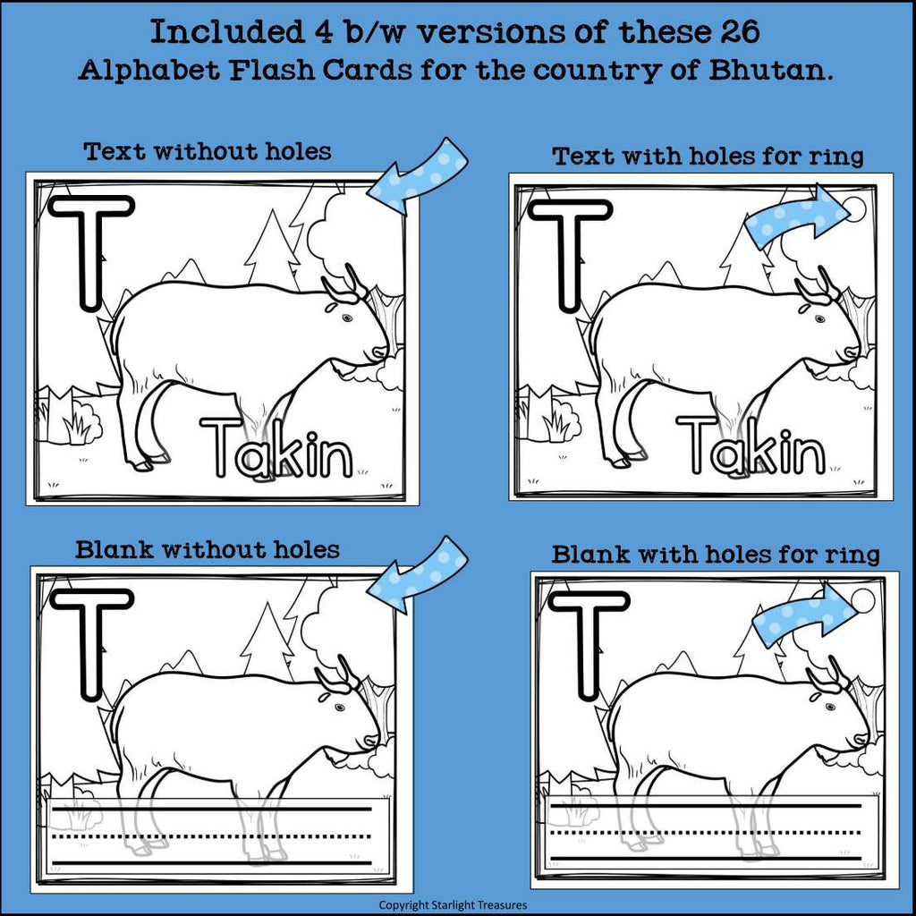 Alphabet Flash Cards for Early Readers - Country of Bhutan