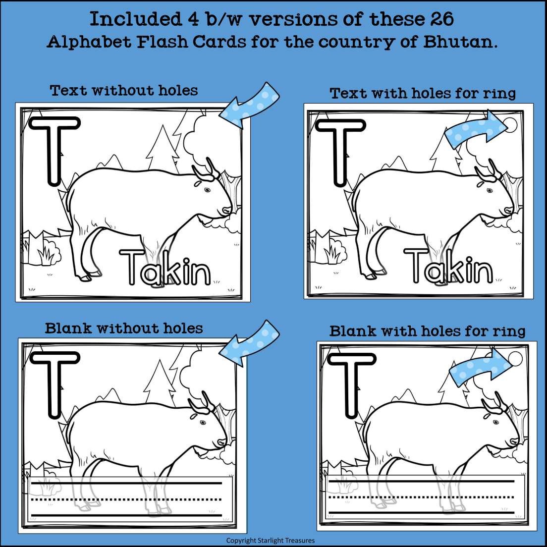 Alphabet Flash Cards for Early Readers - Country of Bhutan