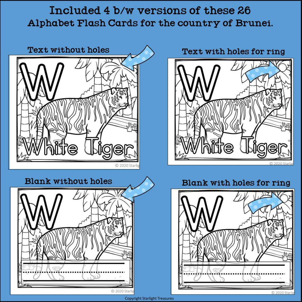 Alphabet Flash Cards for Early Readers - Country of Brunei