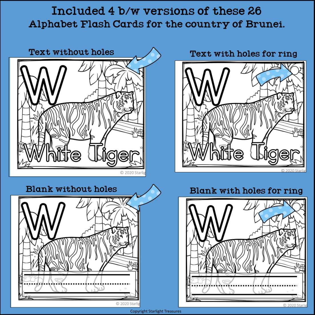 Alphabet Flash Cards for Early Readers - Country of Brunei