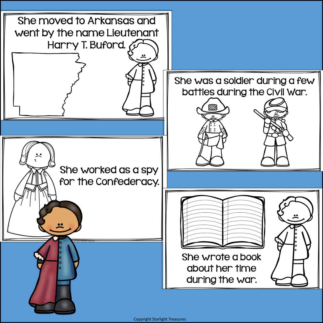 Loreta Janeta Velázquez Mini Book for Early Readers: Hispanic Heritage Month