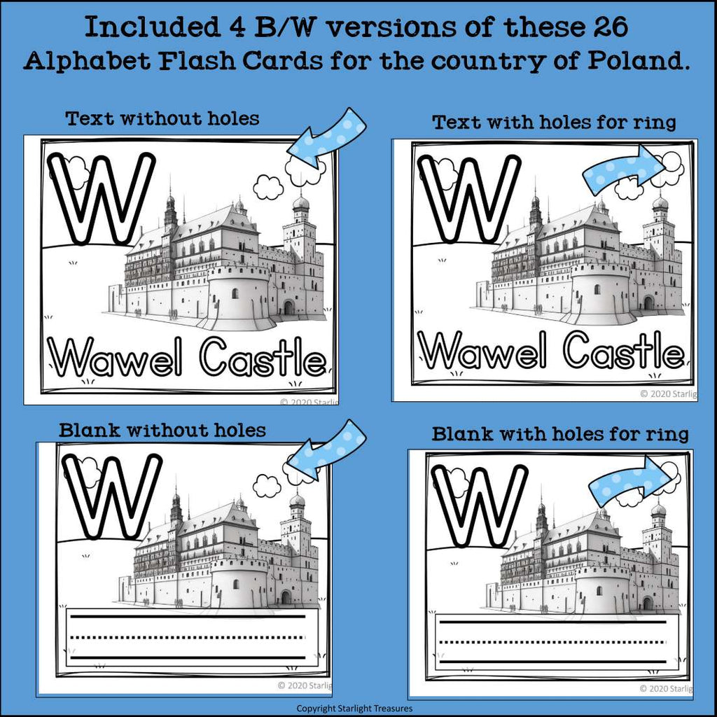Alphabet Flash Cards for Early Readers - Country of Poland