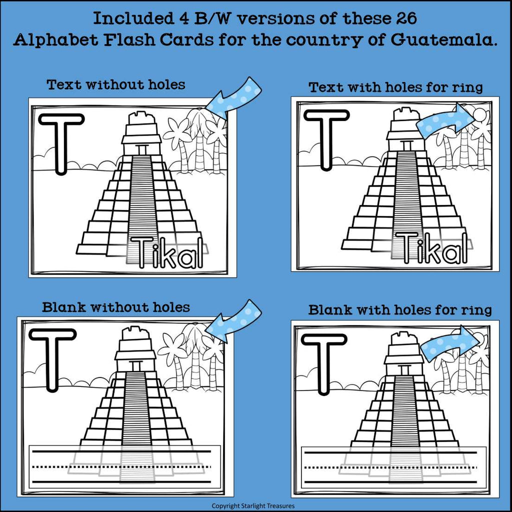 Alphabet Flash Cards for Early Readers - Country of Guatemala