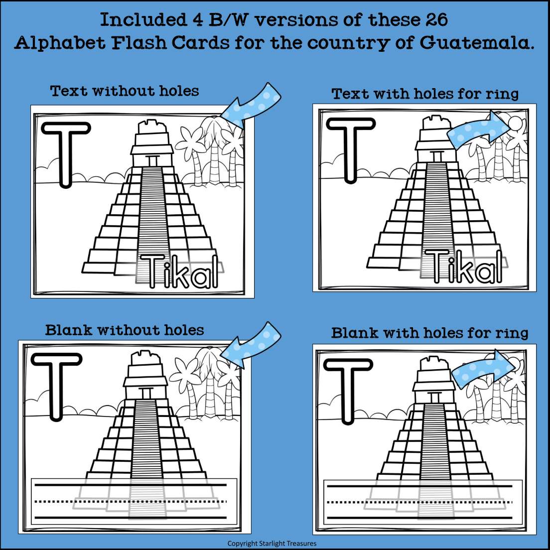 Alphabet Flash Cards for Early Readers - Country of Guatemala