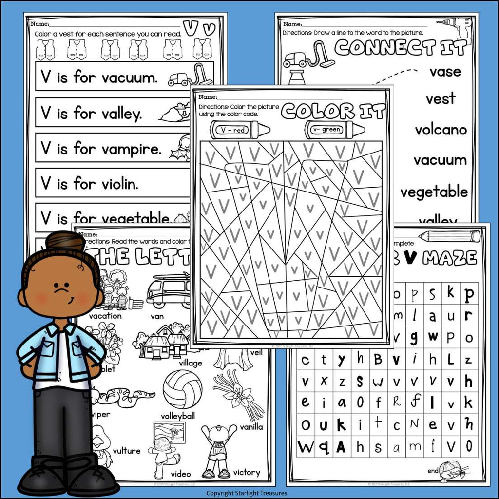Alphabet Letter of the Week Worksheets for Early Readers - Letter V