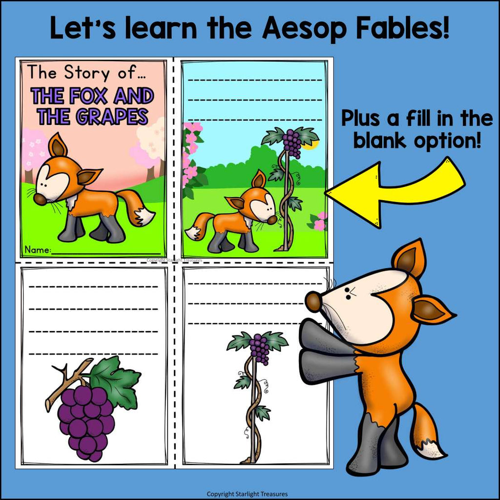 The Fox and the Grapes Mini Book for Early Readers - Aesop's Fables