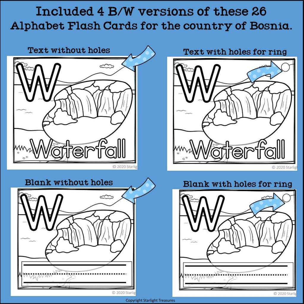 Alphabet Flash Cards for Early Readers - Country of Bosnia and Herzegovina