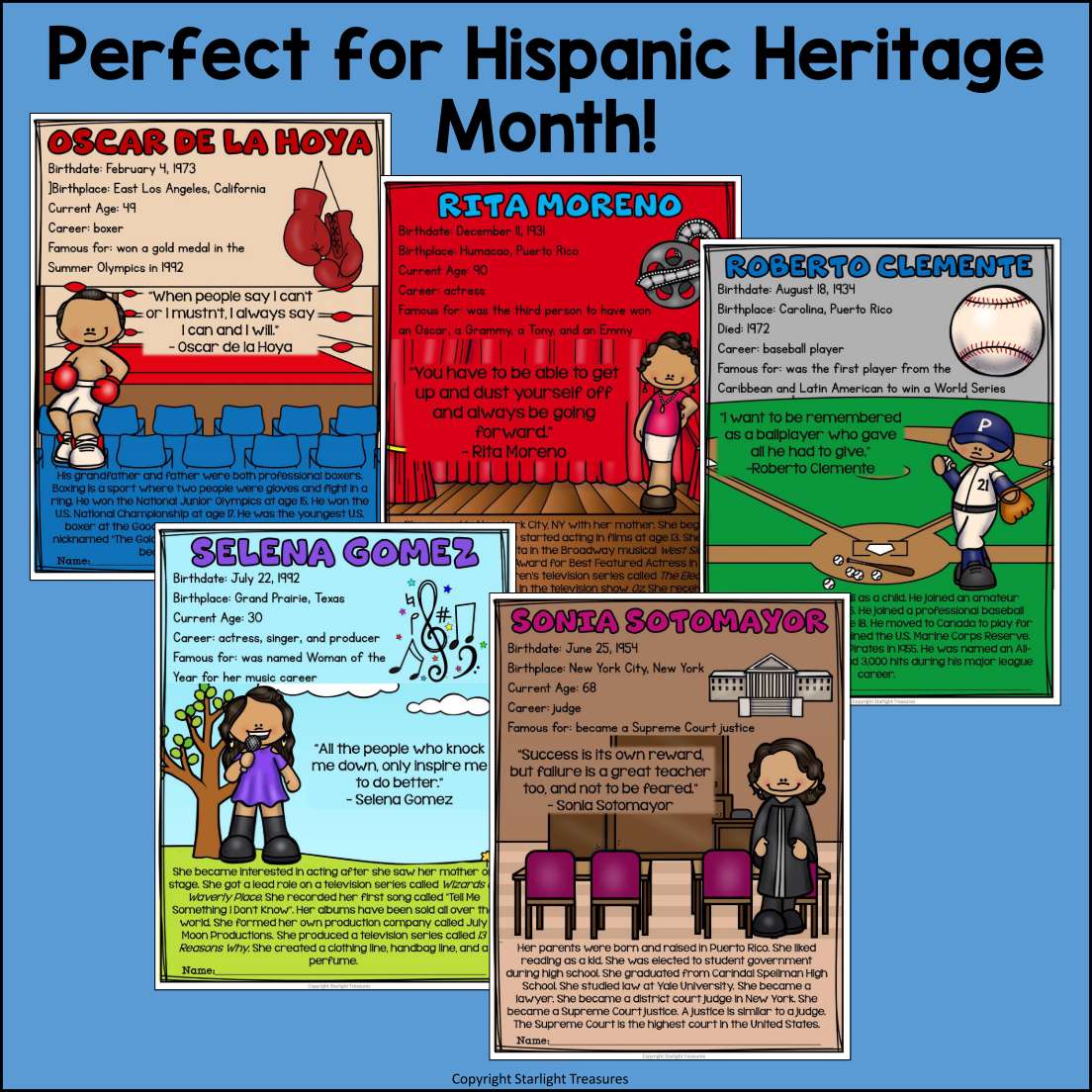 Hispanic Heritage Month Fact Sheets for Early Readers
