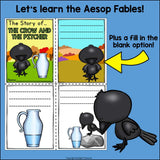 The Crow and the Pitcher Mini Book for Early Readers - Aesop's Fables