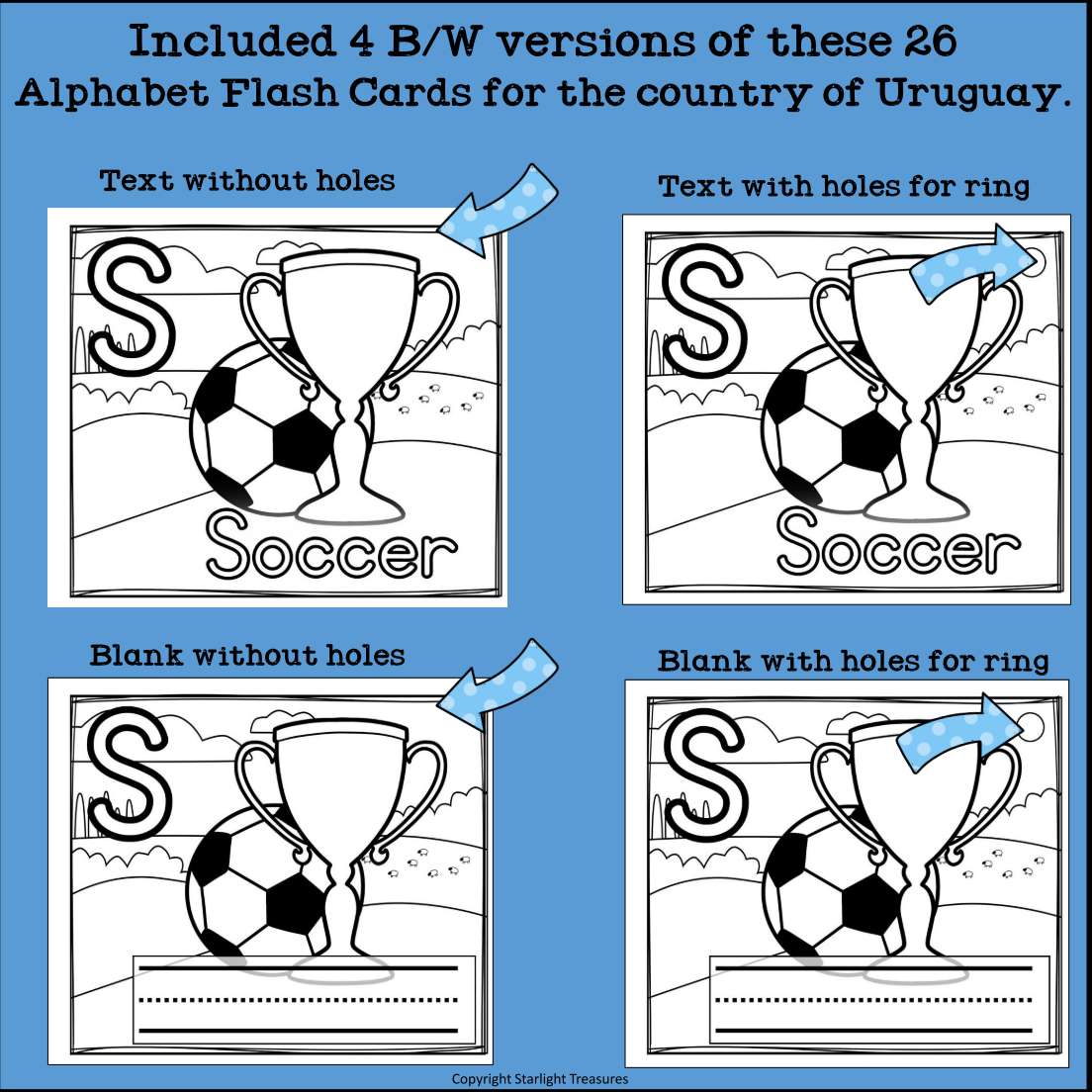 Alphabet Flash Cards for Early Readers - Country of Uruguay