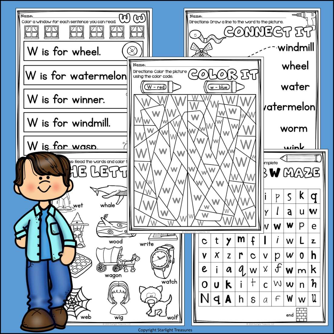 Alphabet Letter of the Week Worksheets for Early Readers - Letter W