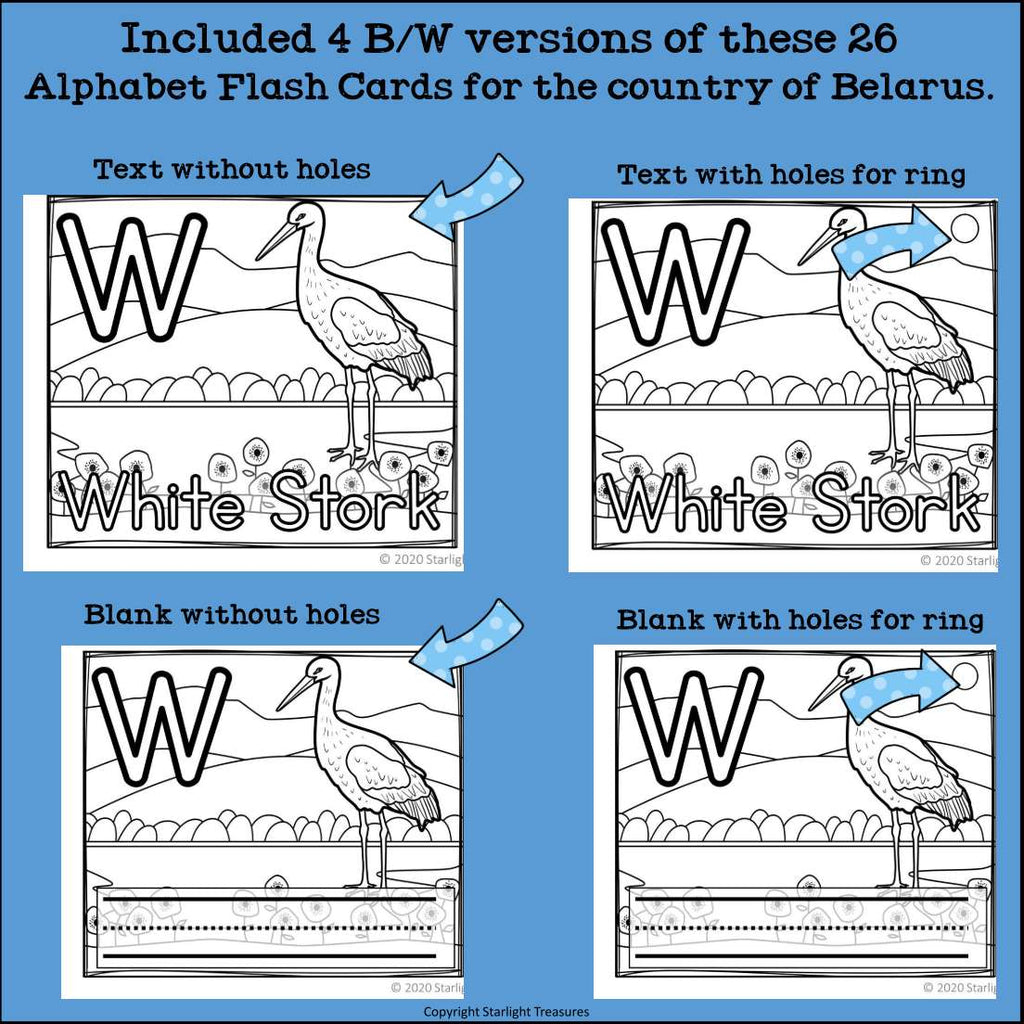 Alphabet Flash Cards for Early Readers - Country of Belarus