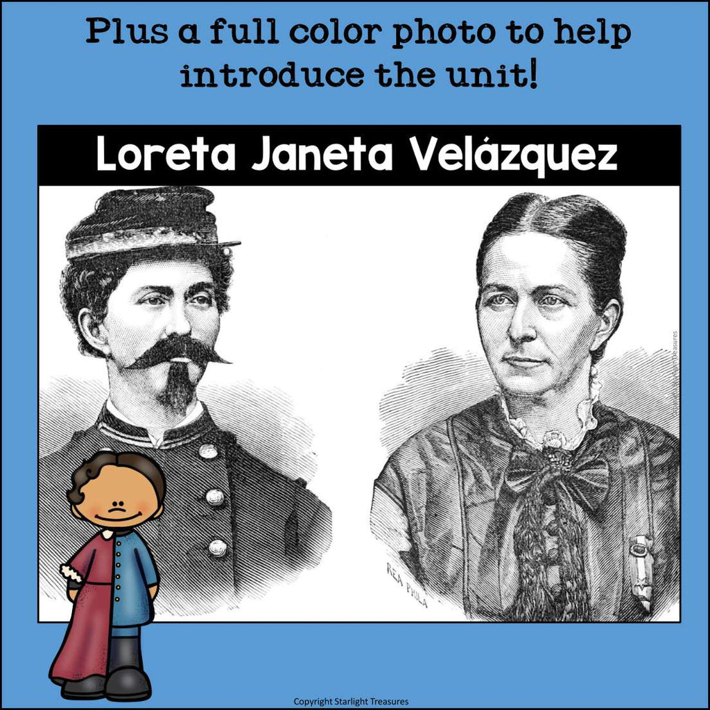 Loreta Janeta Velázquez Mini Book for Early Readers: Hispanic Heritage Month