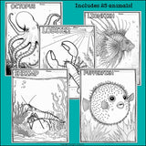 Ocean Animals Research Posters, Coloring Pages - Animal Research Project