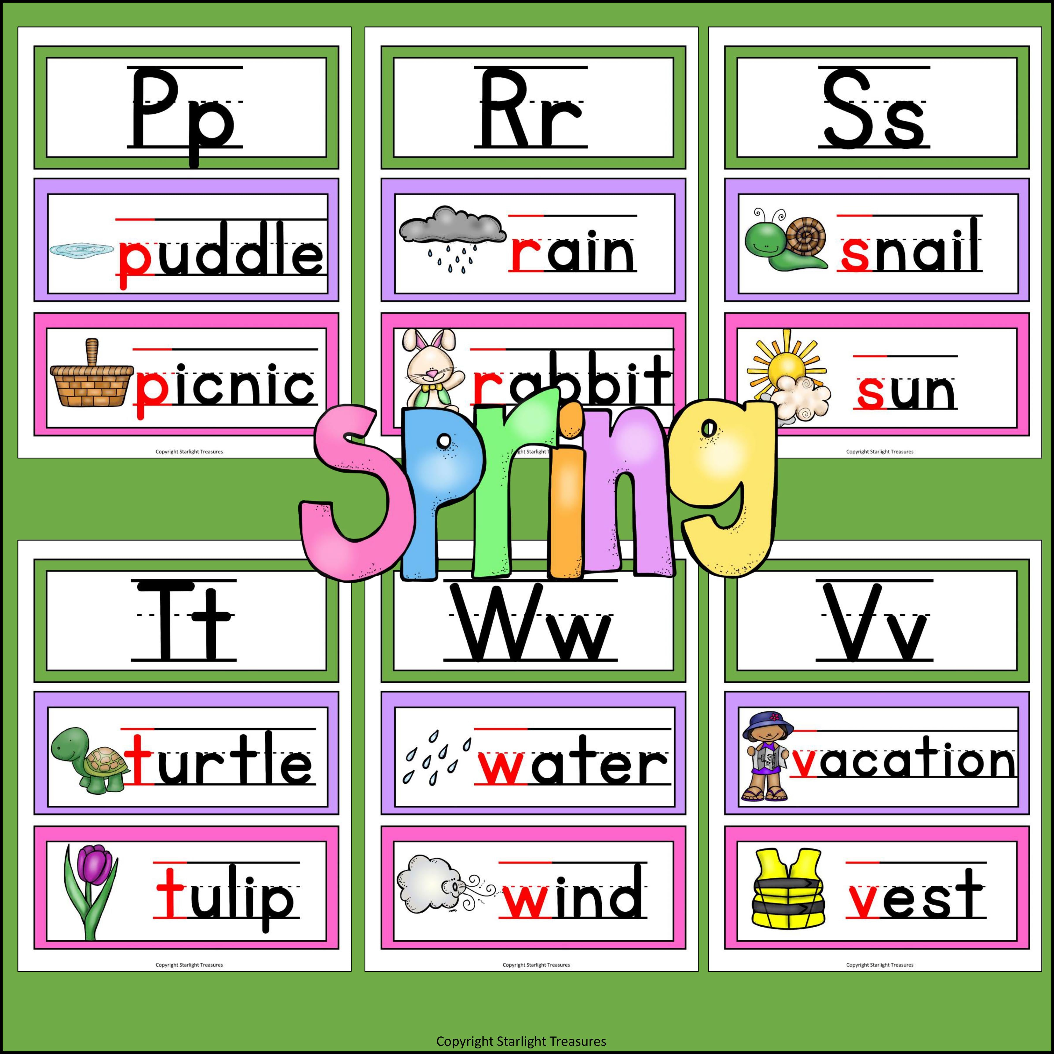 Alphabet Word Wall - Spring Theme