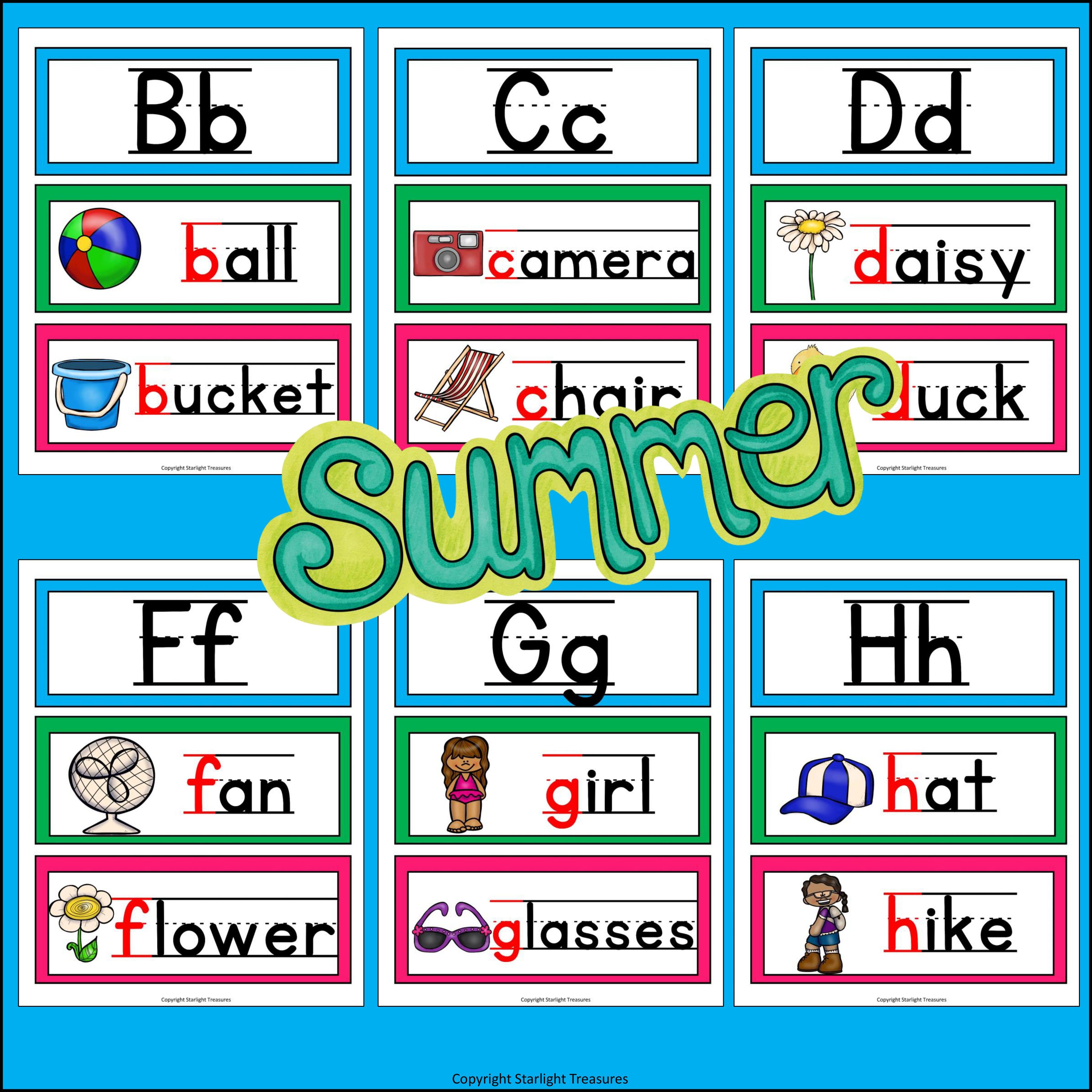 Alphabet Word Wall - Summer Theme - A-Z Word Wall – Starlight