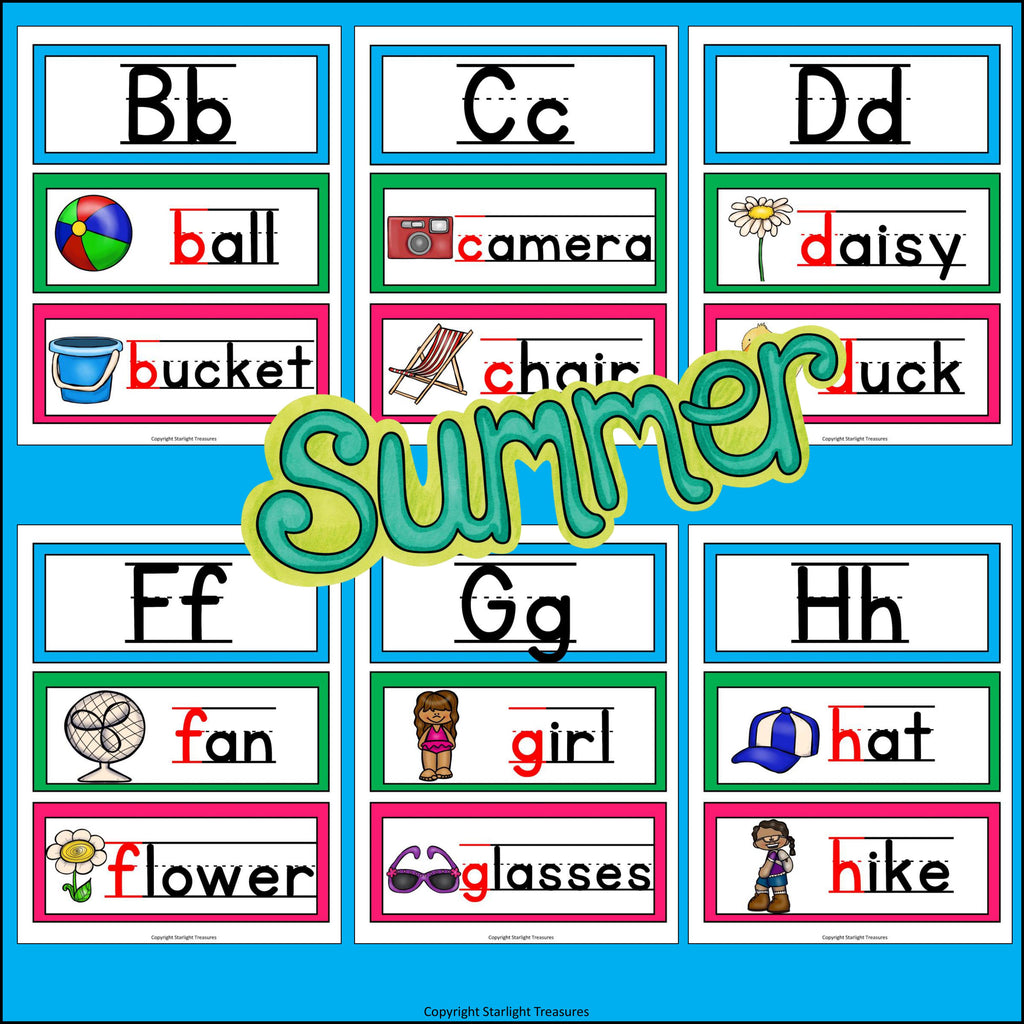 Alphabet Word Wall - Summer Theme