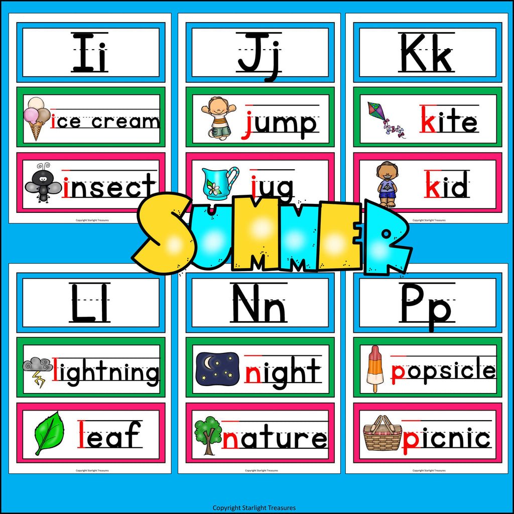 Alphabet Word Wall - Summer Theme