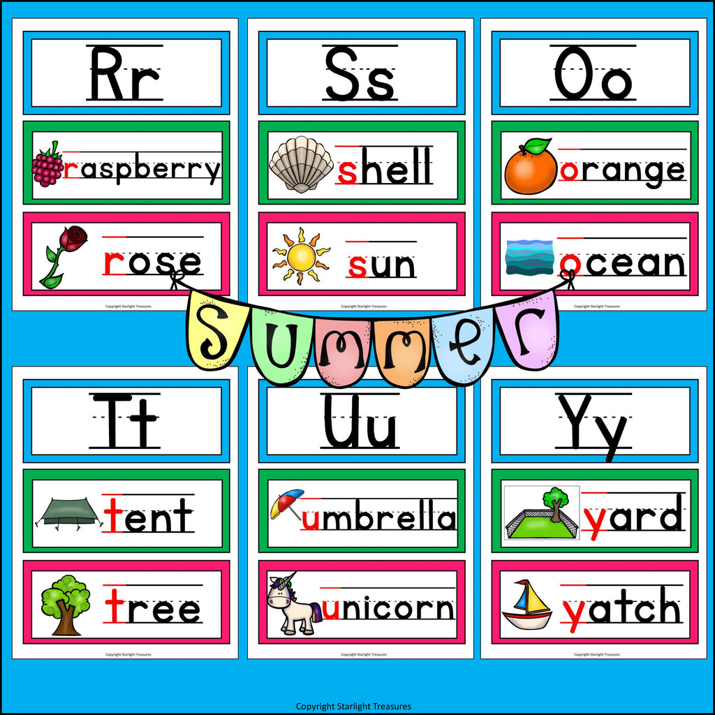 Alphabet Word Wall - Summer Theme