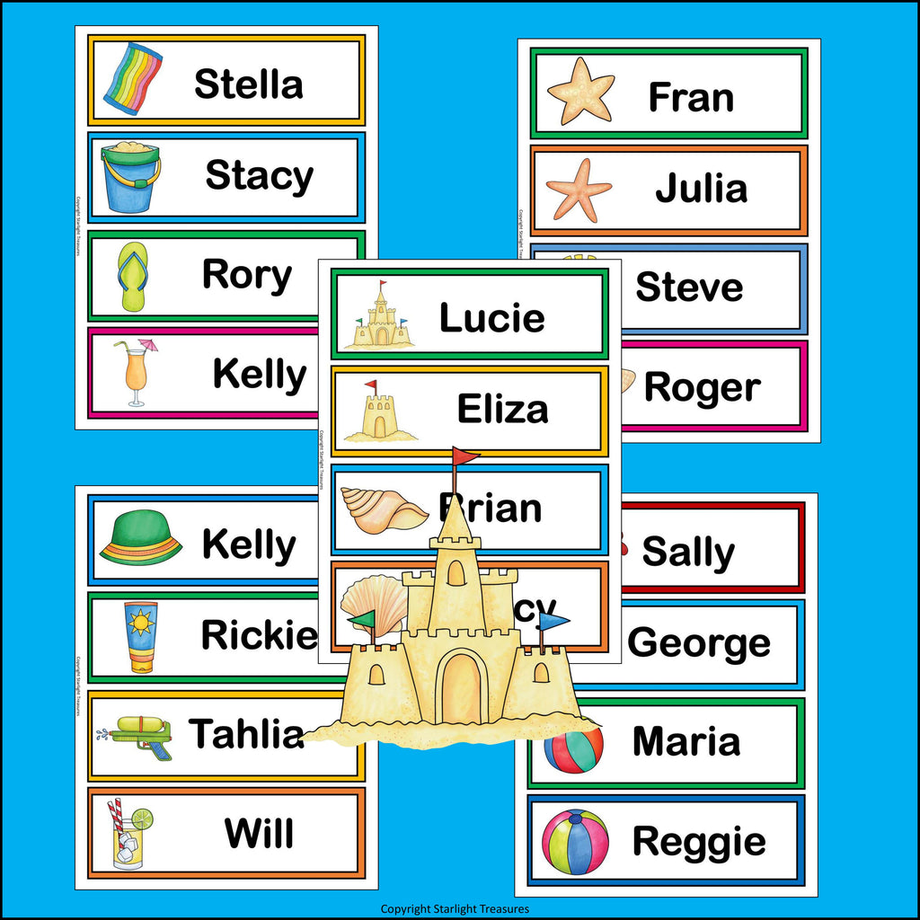 Beach Name Tags - Editable