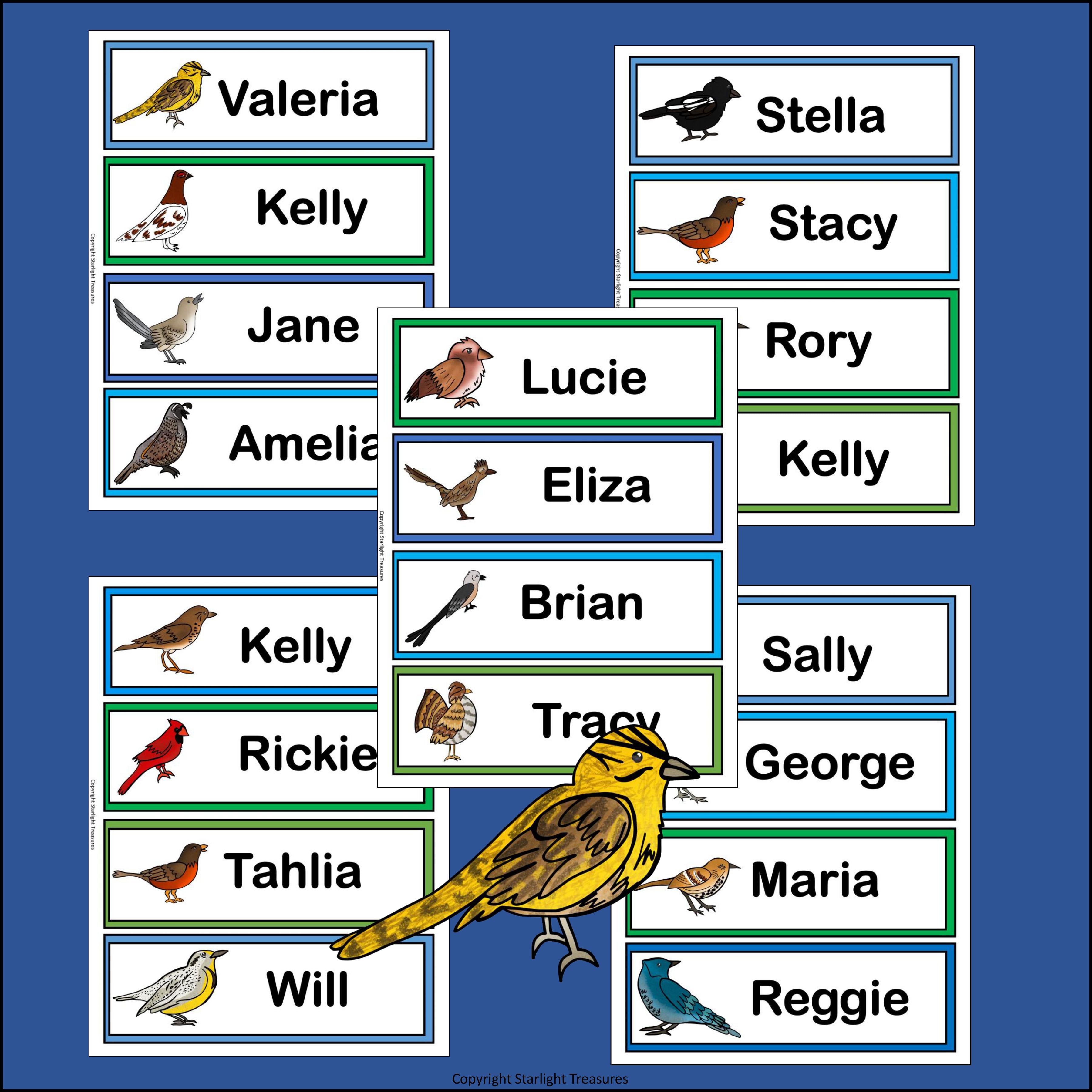Birds Name Tags - Editable