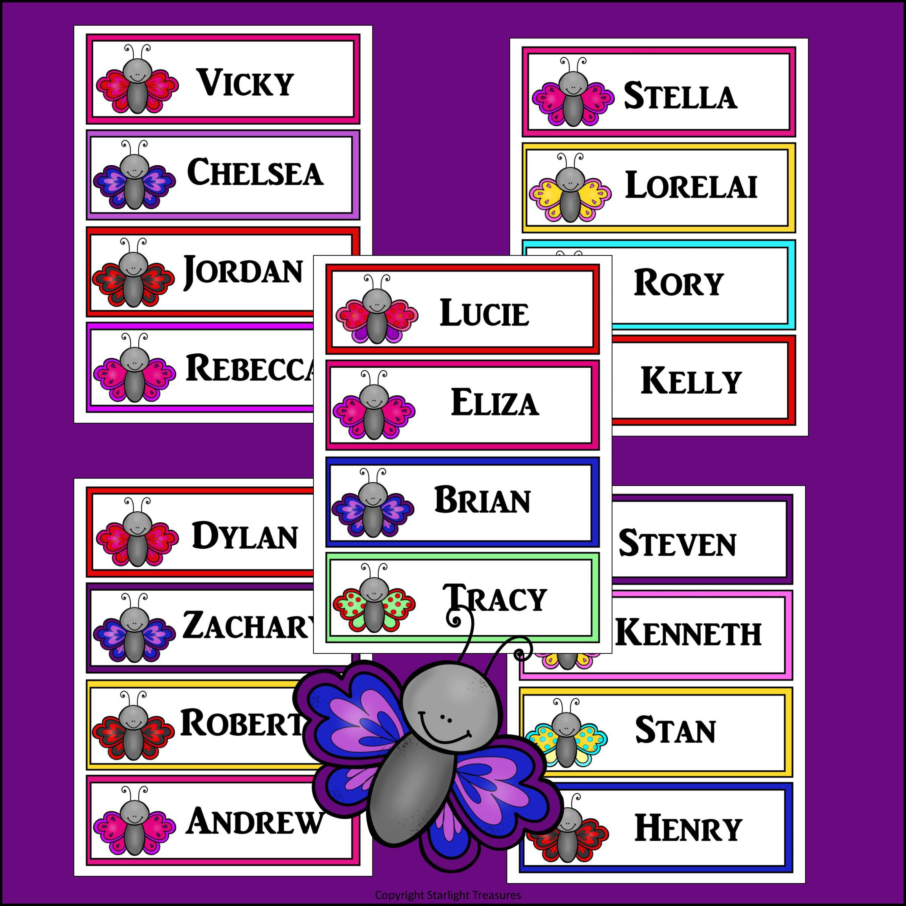 Butterfly Name Tags - Editable