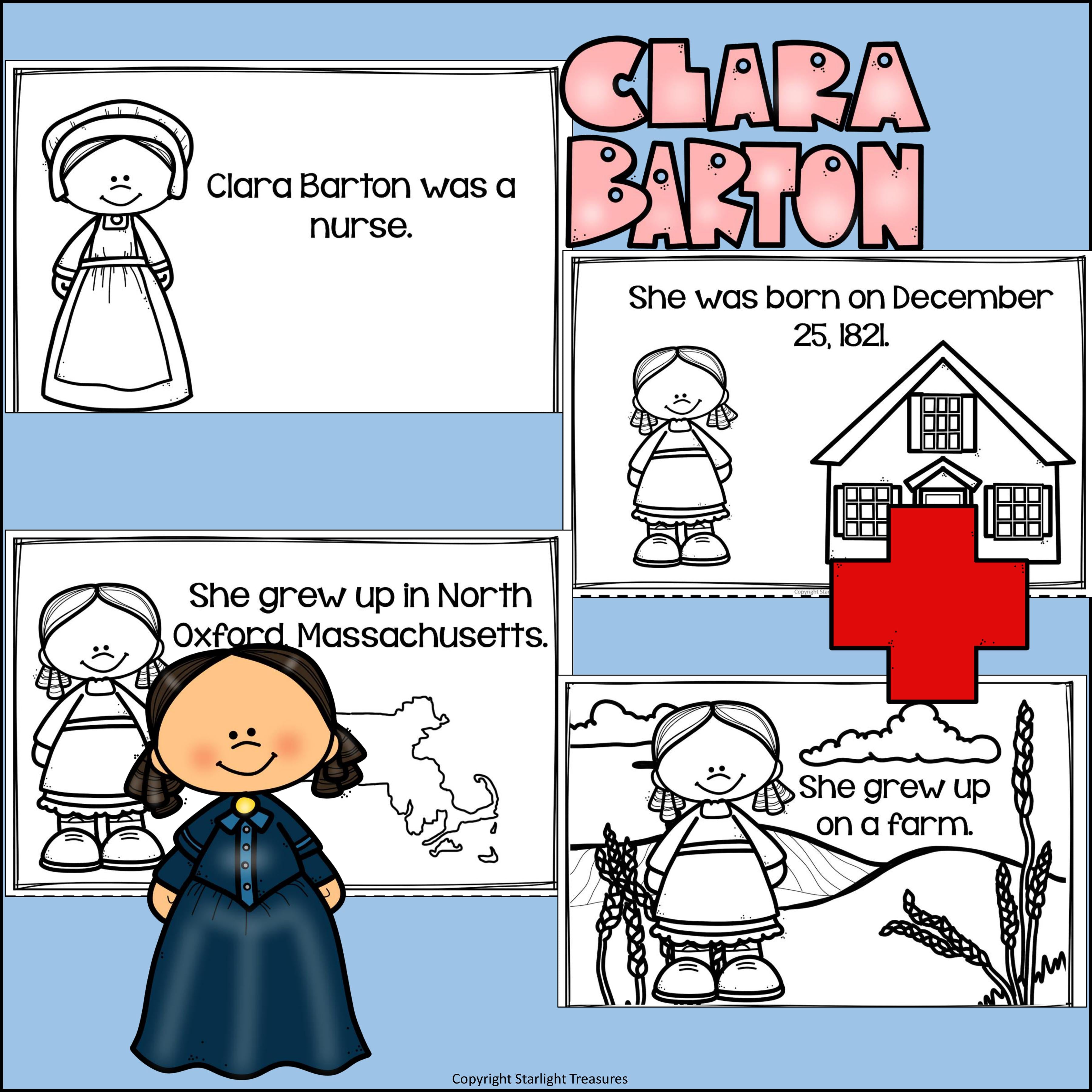 Clara Barton Mini Book for Early Readers: Women's History Month