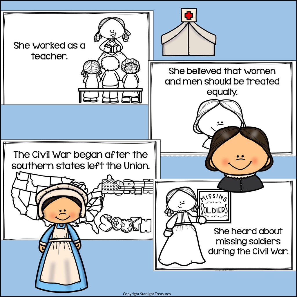 Clara Barton Mini Book for Early Readers: Women's History Month