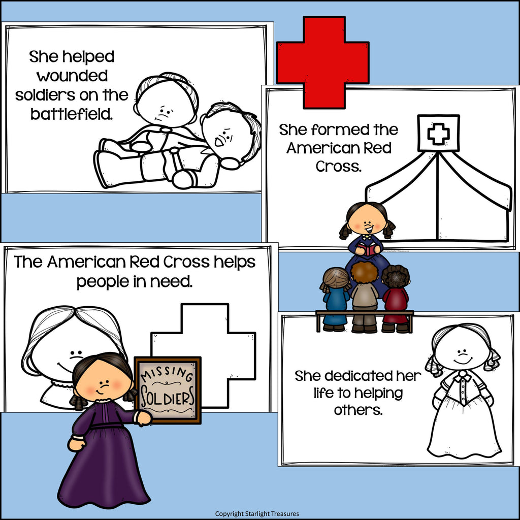 Clara Barton Mini Book for Early Readers: Women's History Month