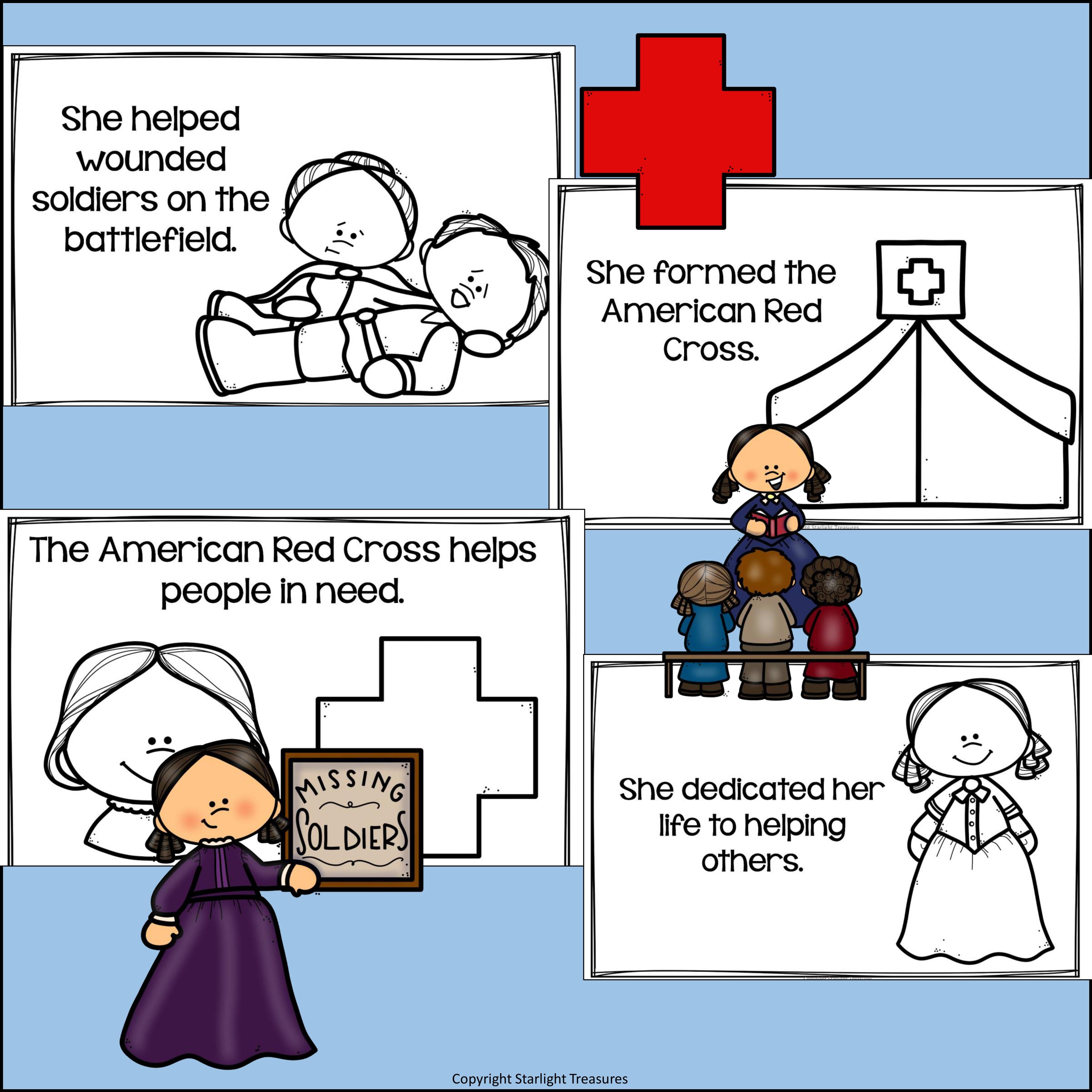 Clara Barton Mini Book for Early Readers: Women's History Month
