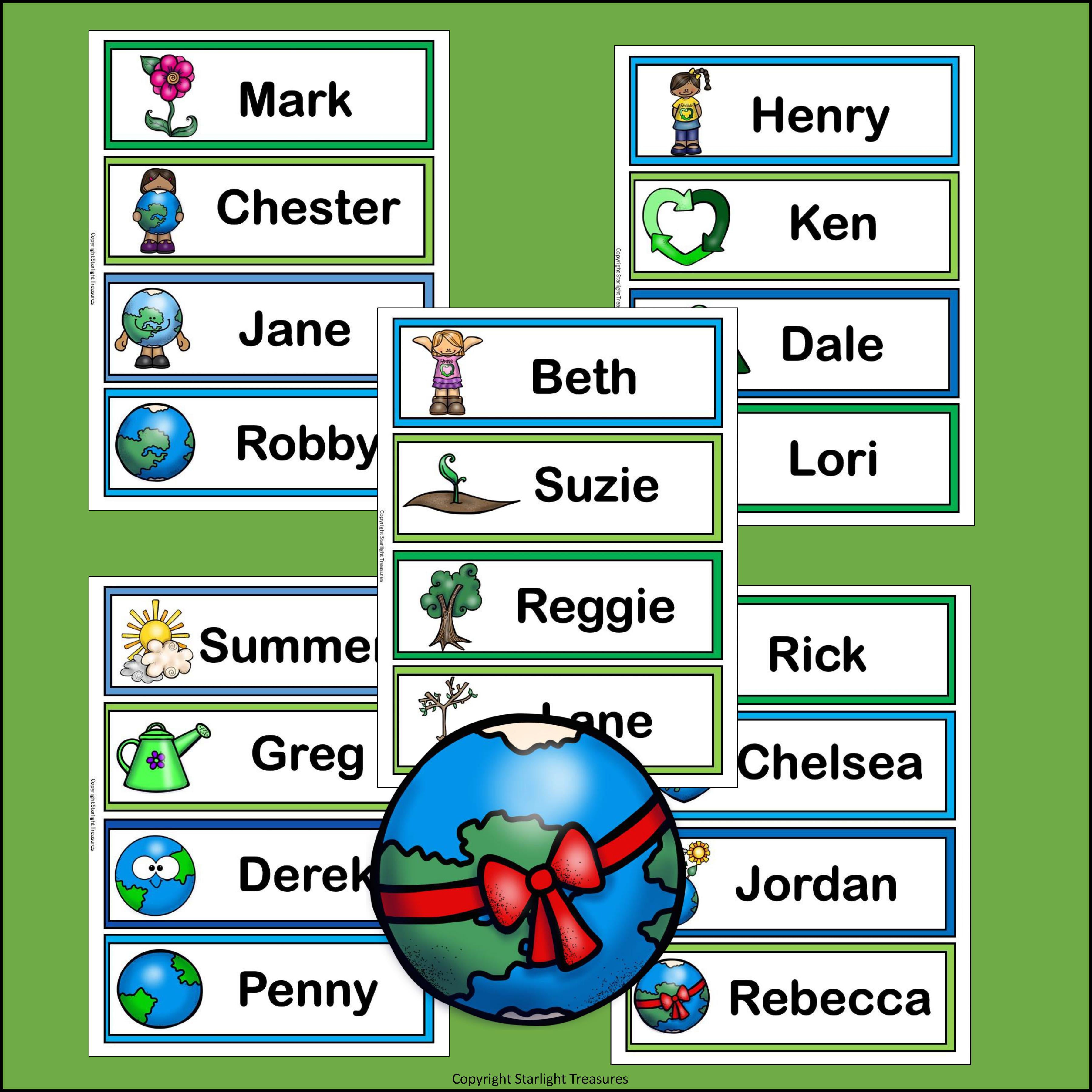 Earth Day Name Tags - Editable