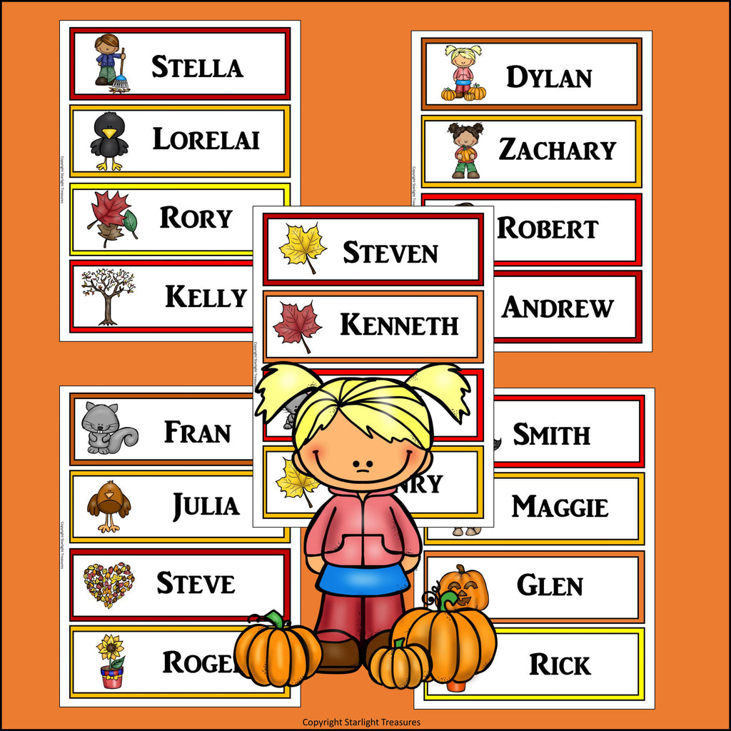 Fall Name Tags - Editable