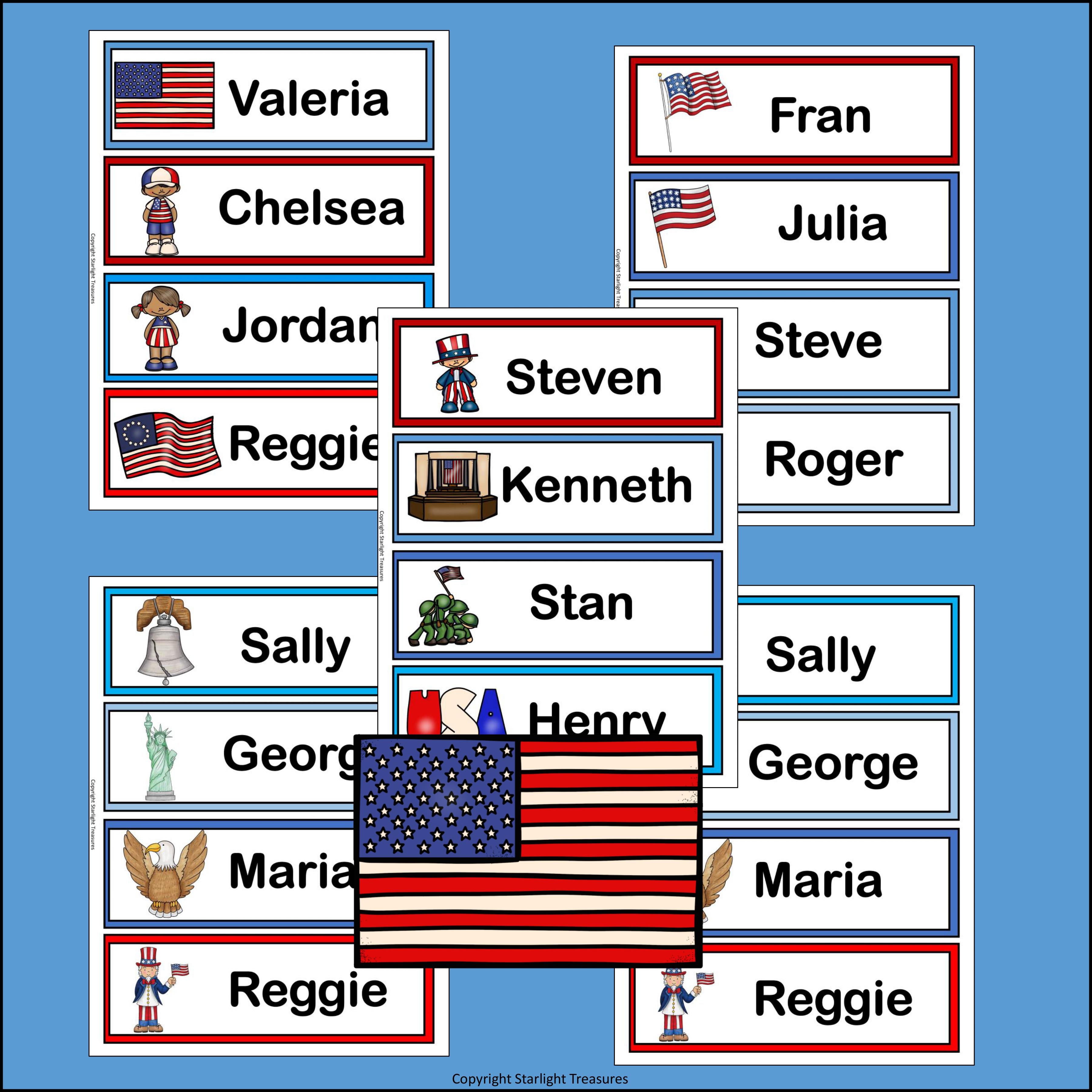 Flag Day Name Tags - Editable