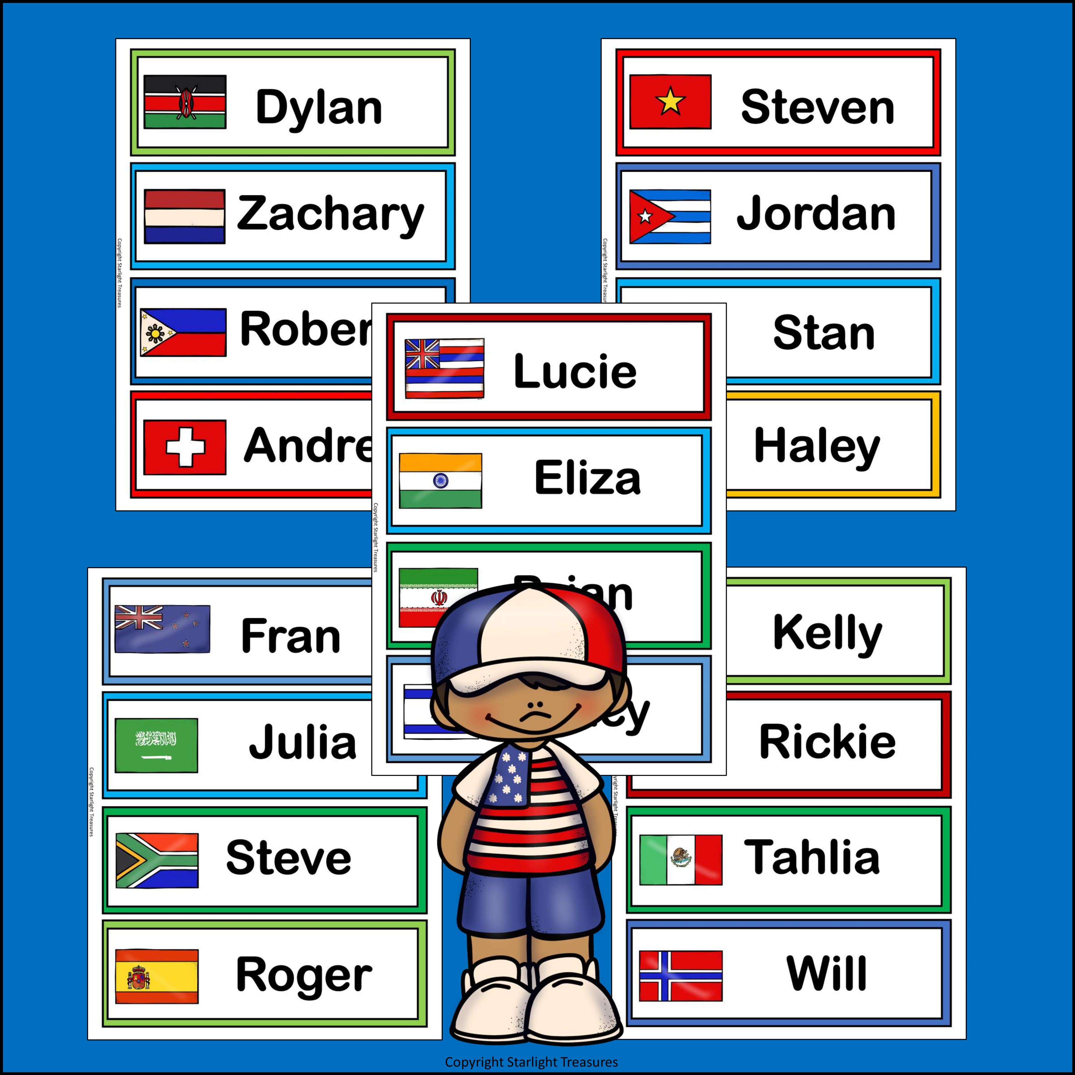 Flag Name Tags - Editable