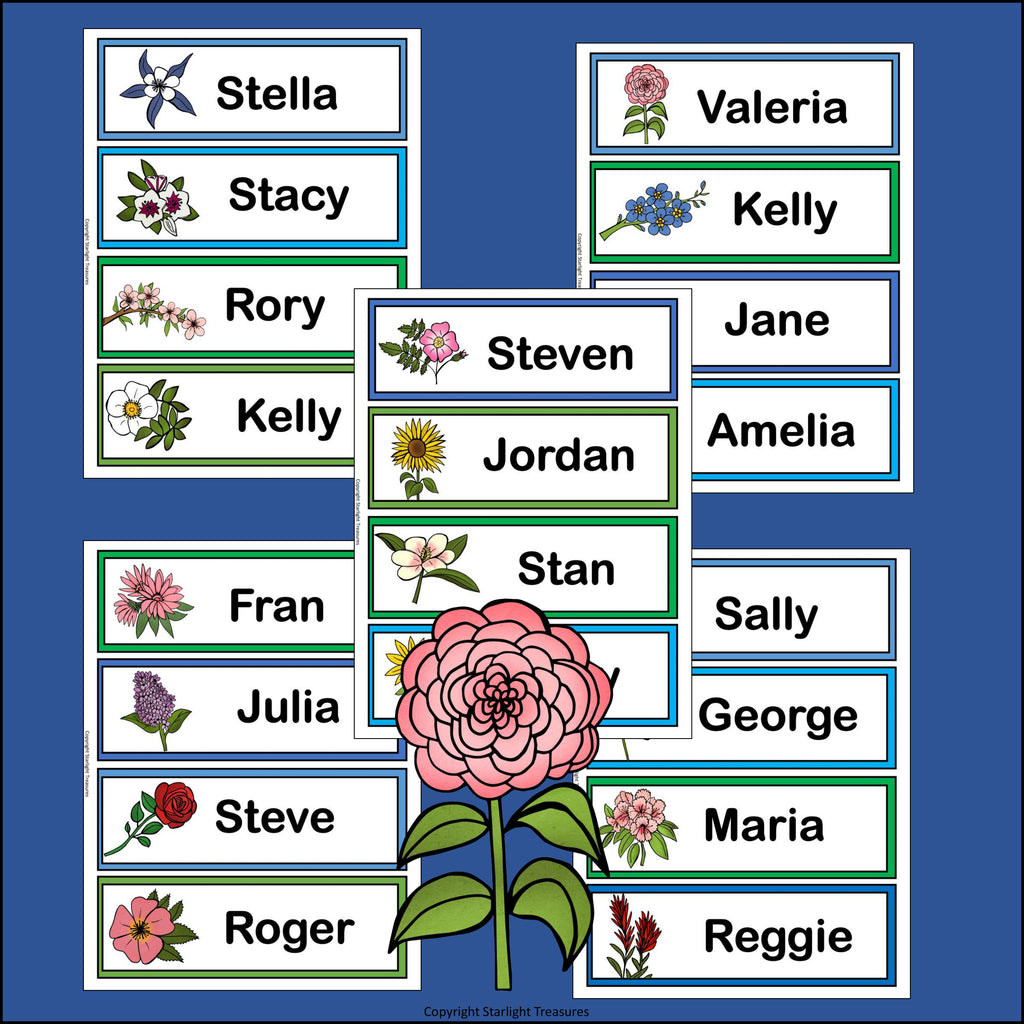 Flowers Name Tags - Editable