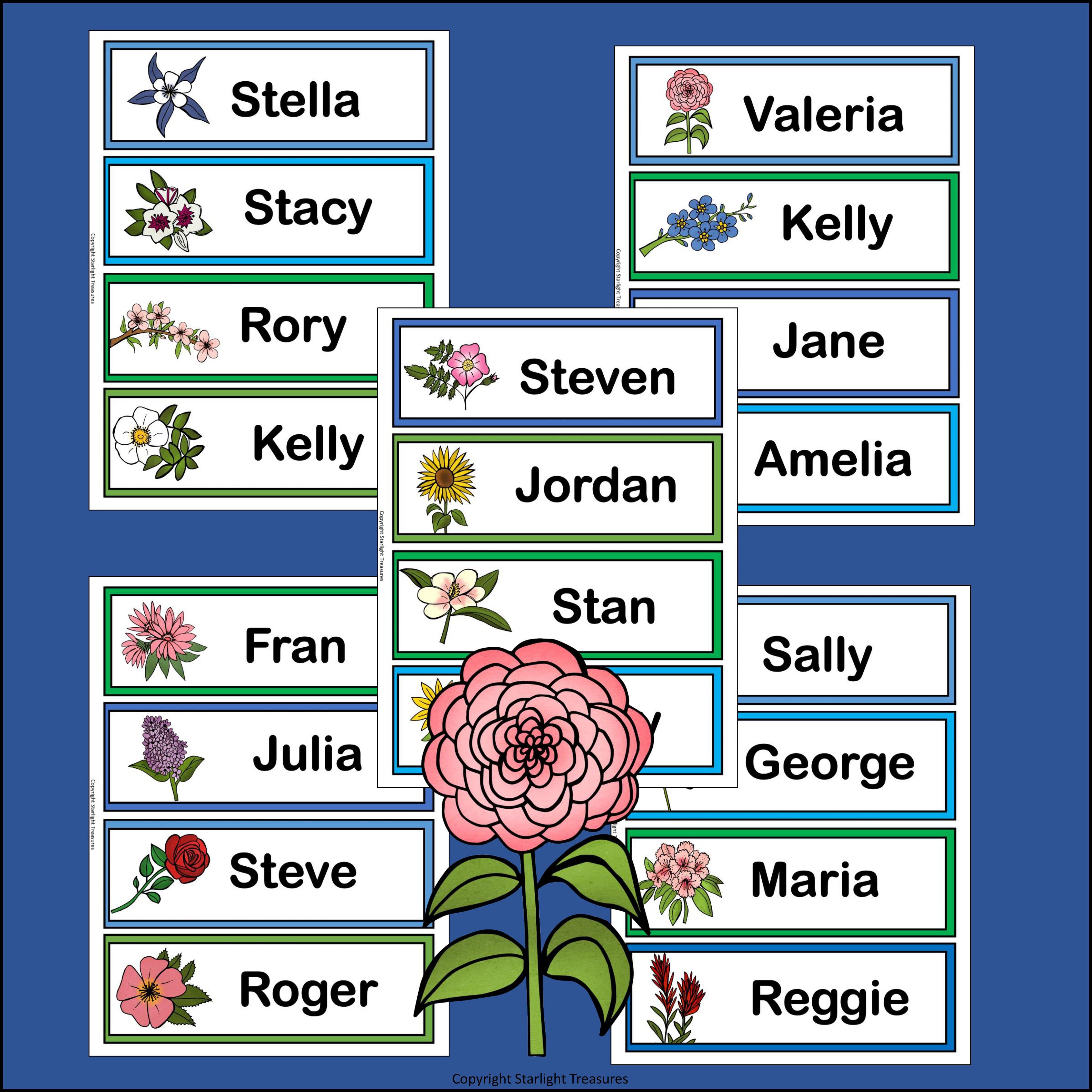 Flowers Name Tags - Editable