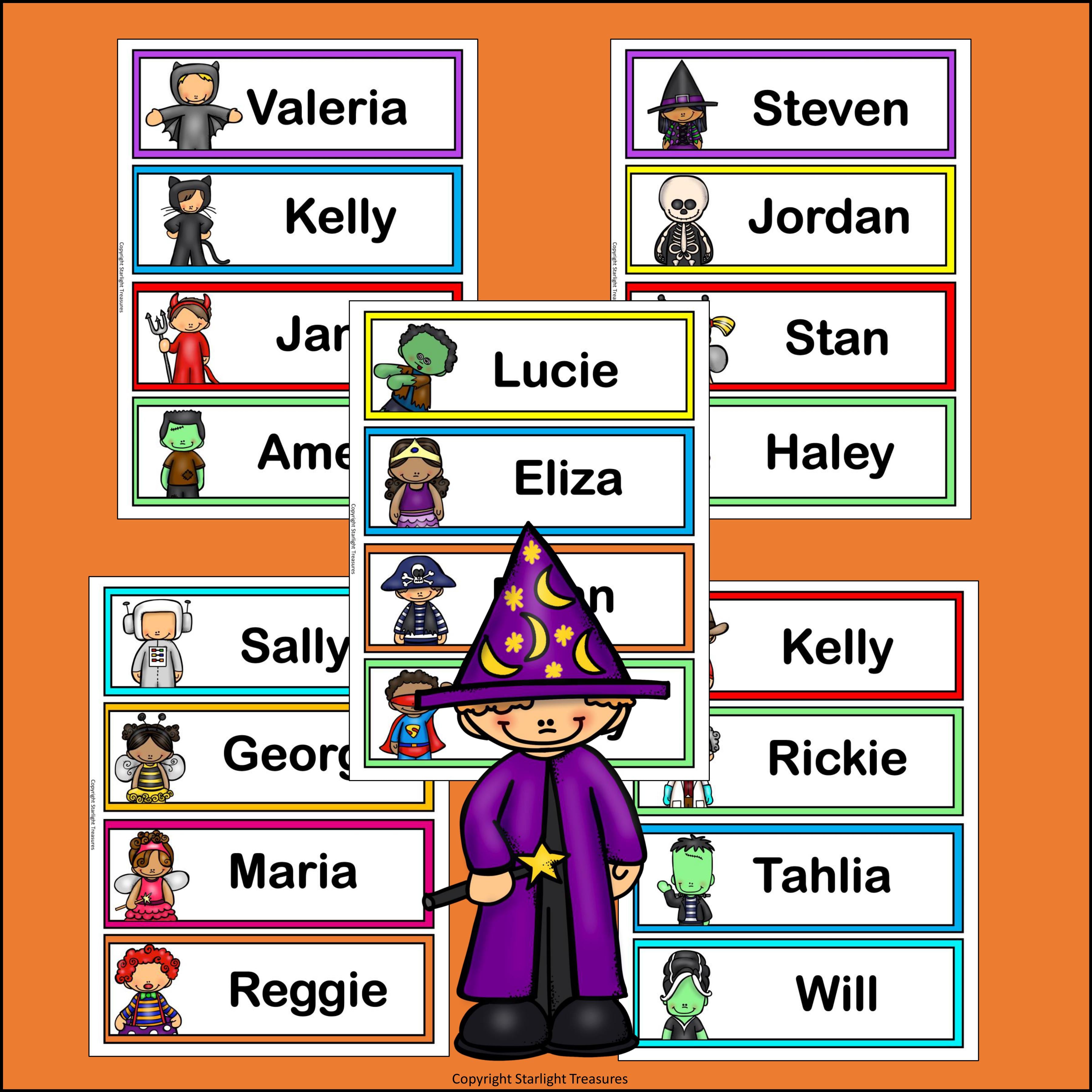 Halloween Costumes Name Tags - Editable