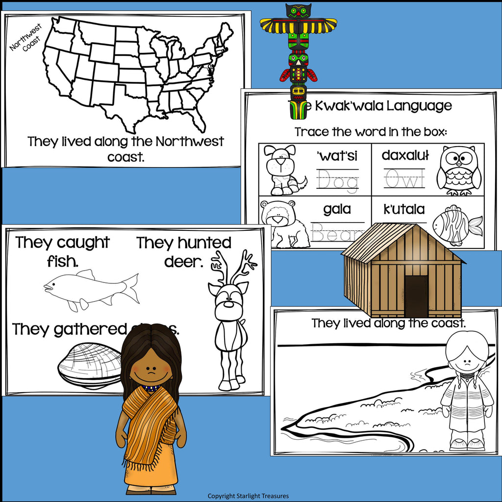 Kwakiutl Tribe Mini Book for Early Readers - Native American Activities