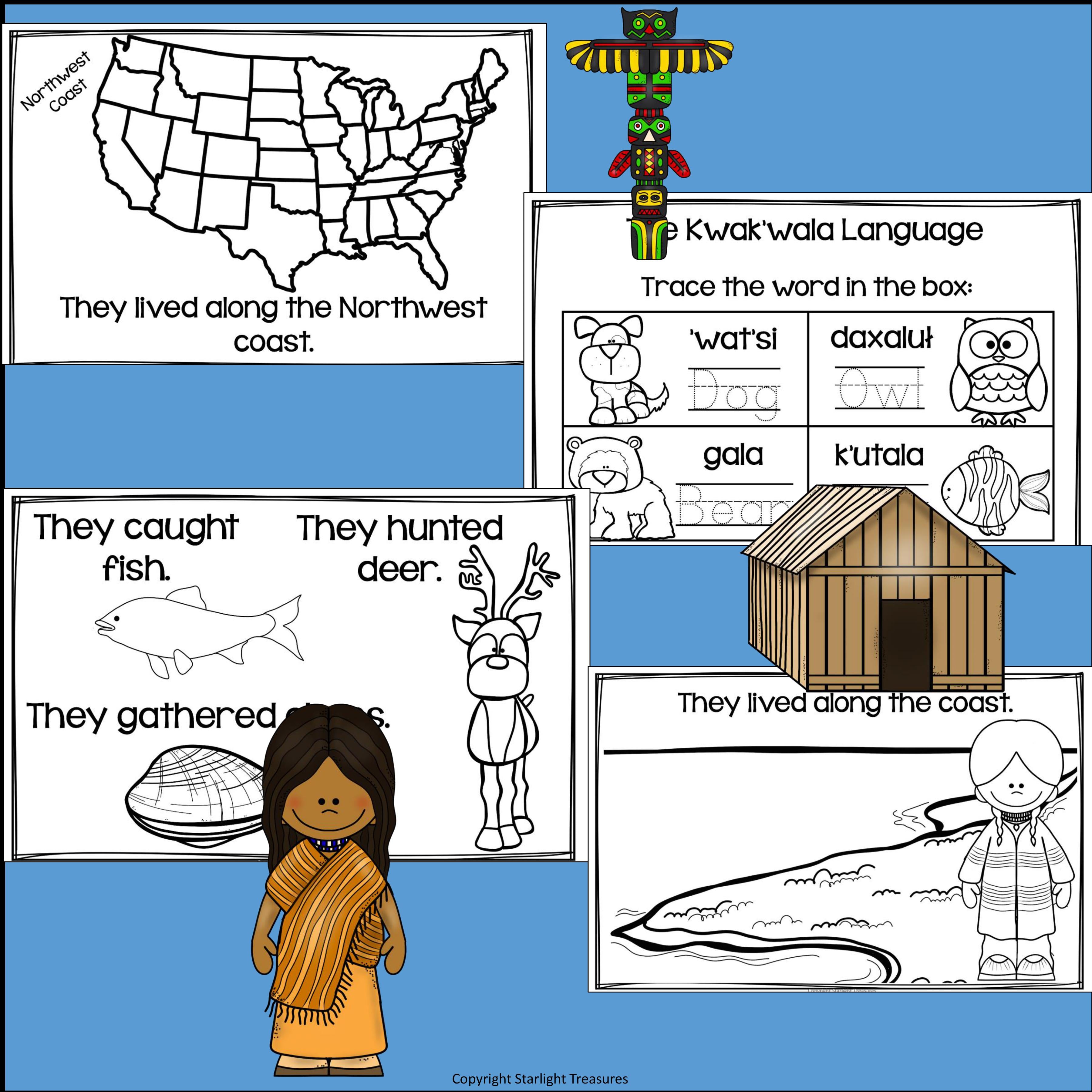 Kwakiutl Tribe Mini Book for Early Readers - Native American Activities