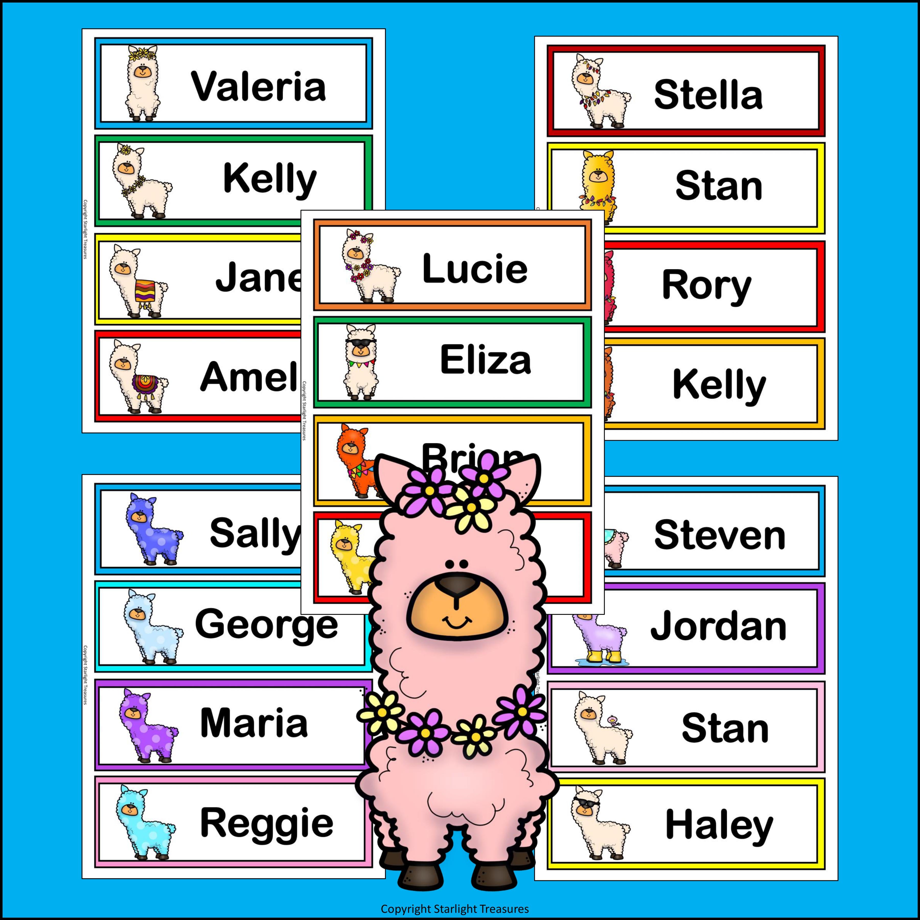 Llamas Name Tags - Editable