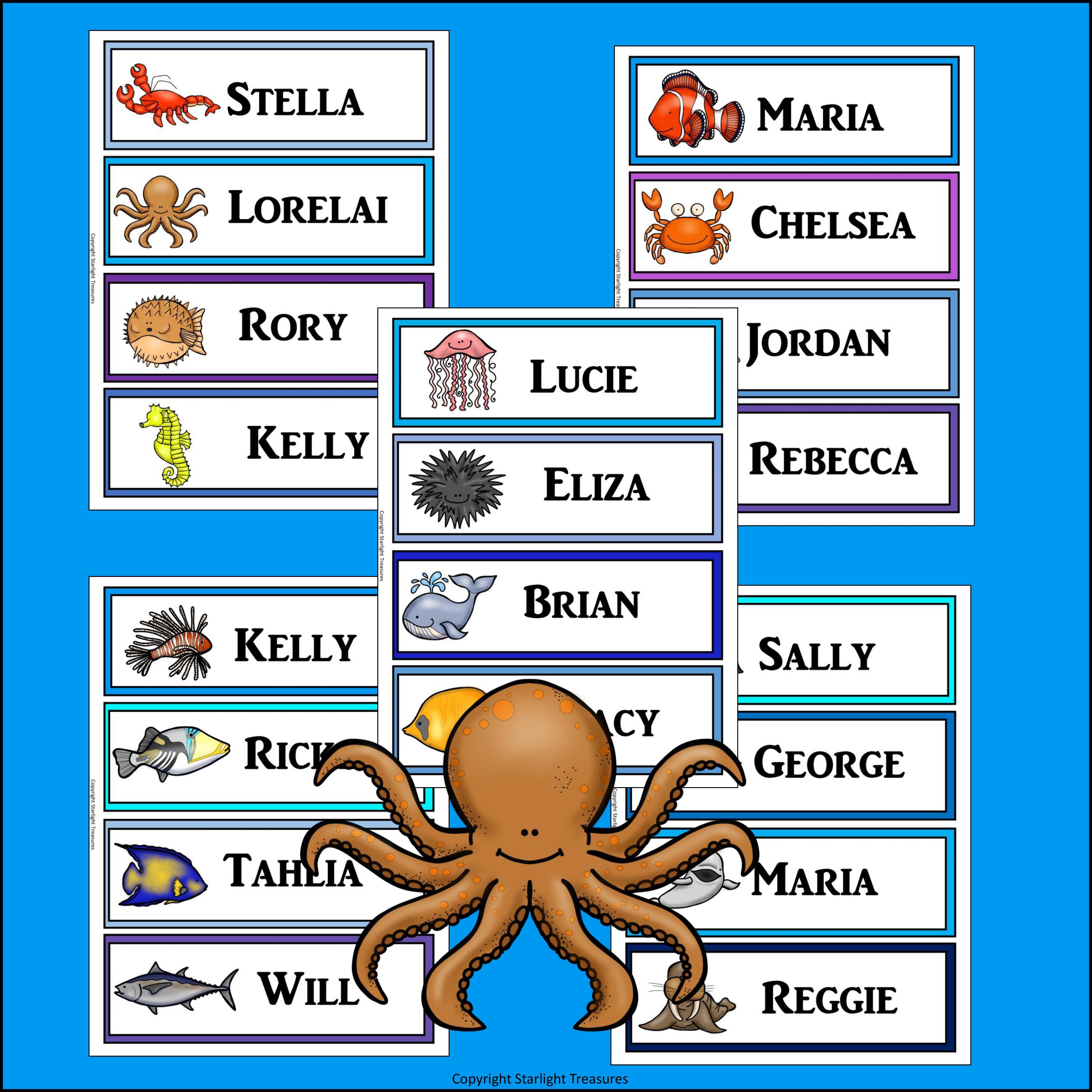 Ocean Name Tags - Editable
