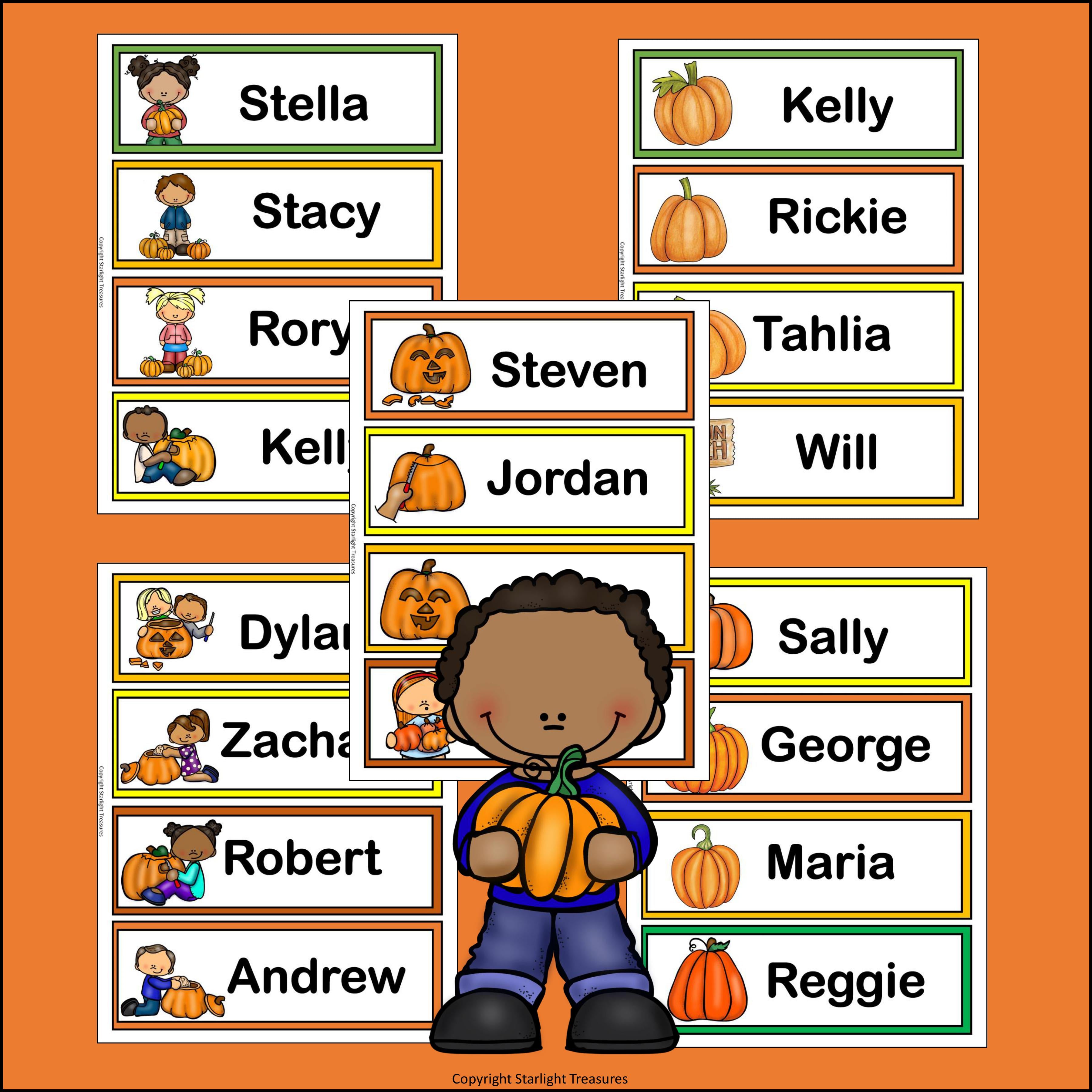 Pumpkins Name Tags - Editable