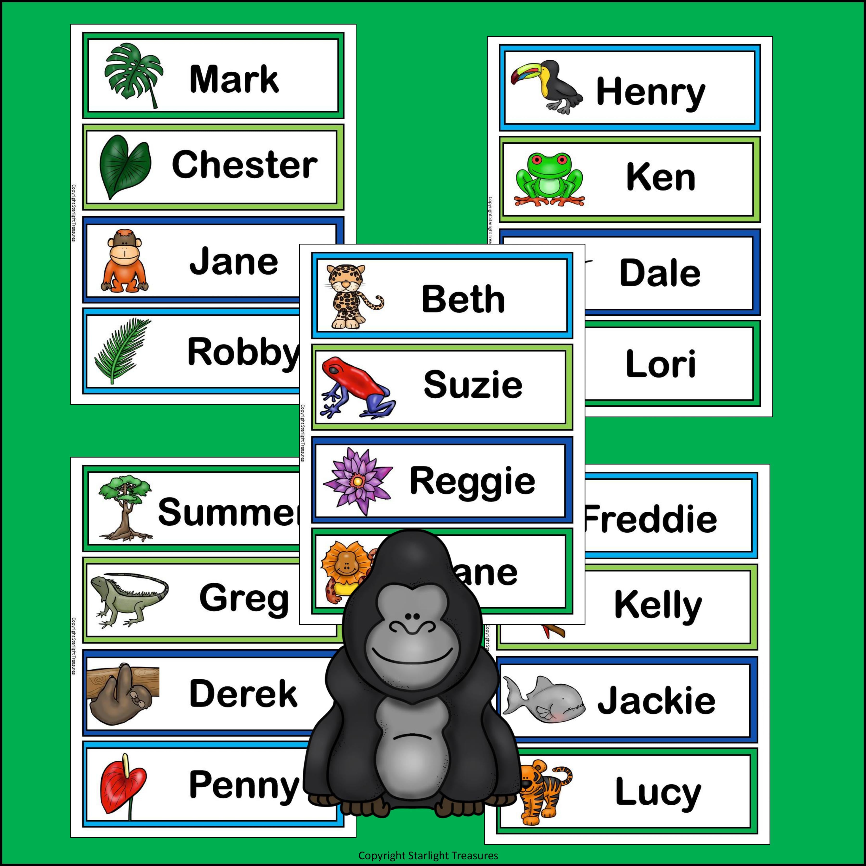 Rainforest Name Tags - Editable