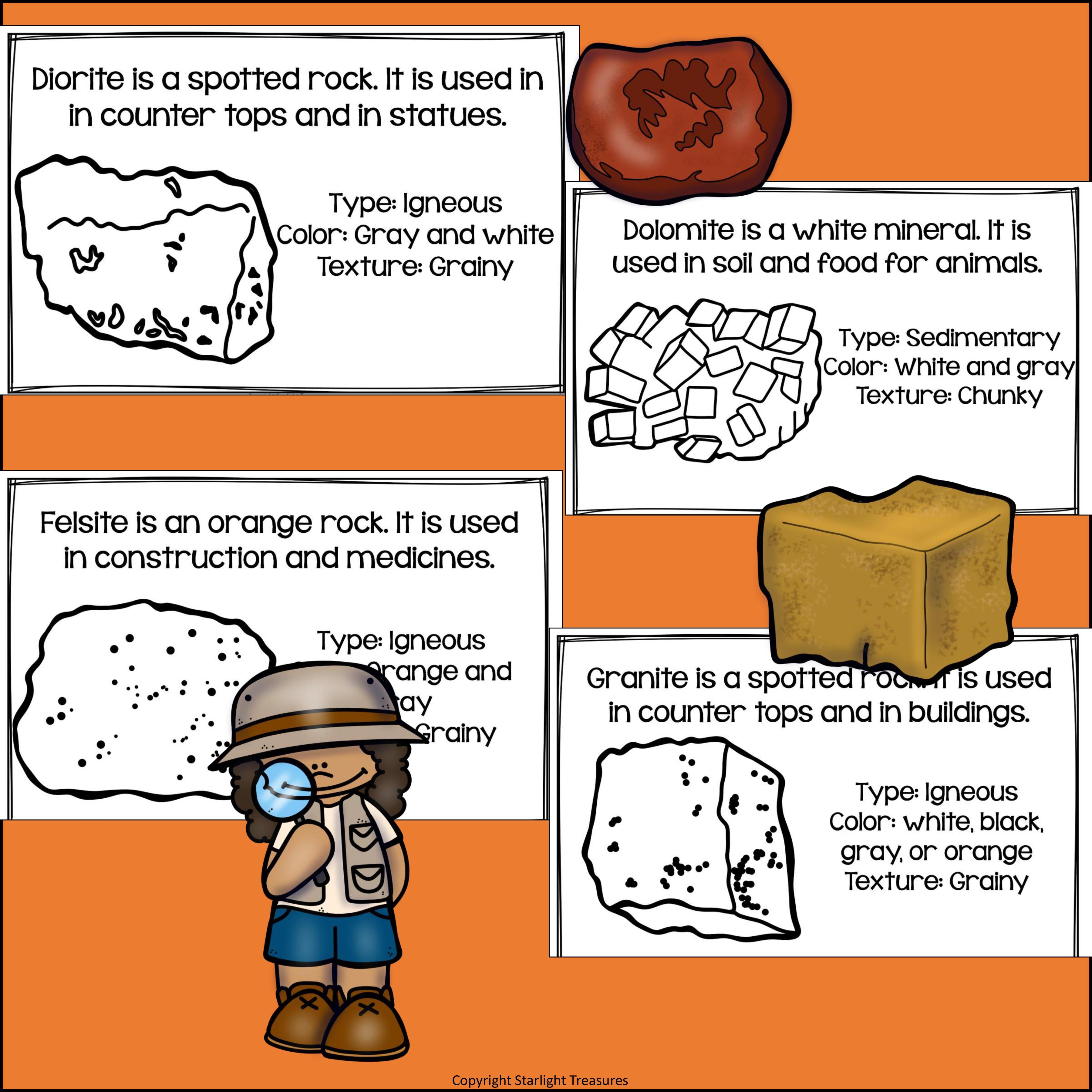 Type of Rocks and Minerals Mini Book for Early Readers: Rock, Minerals, Gemstone