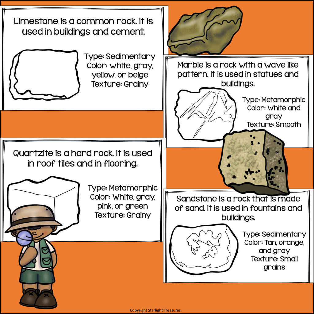 Type of Rocks and Minerals Mini Book for Early Readers: Rock, Minerals, Gemstone